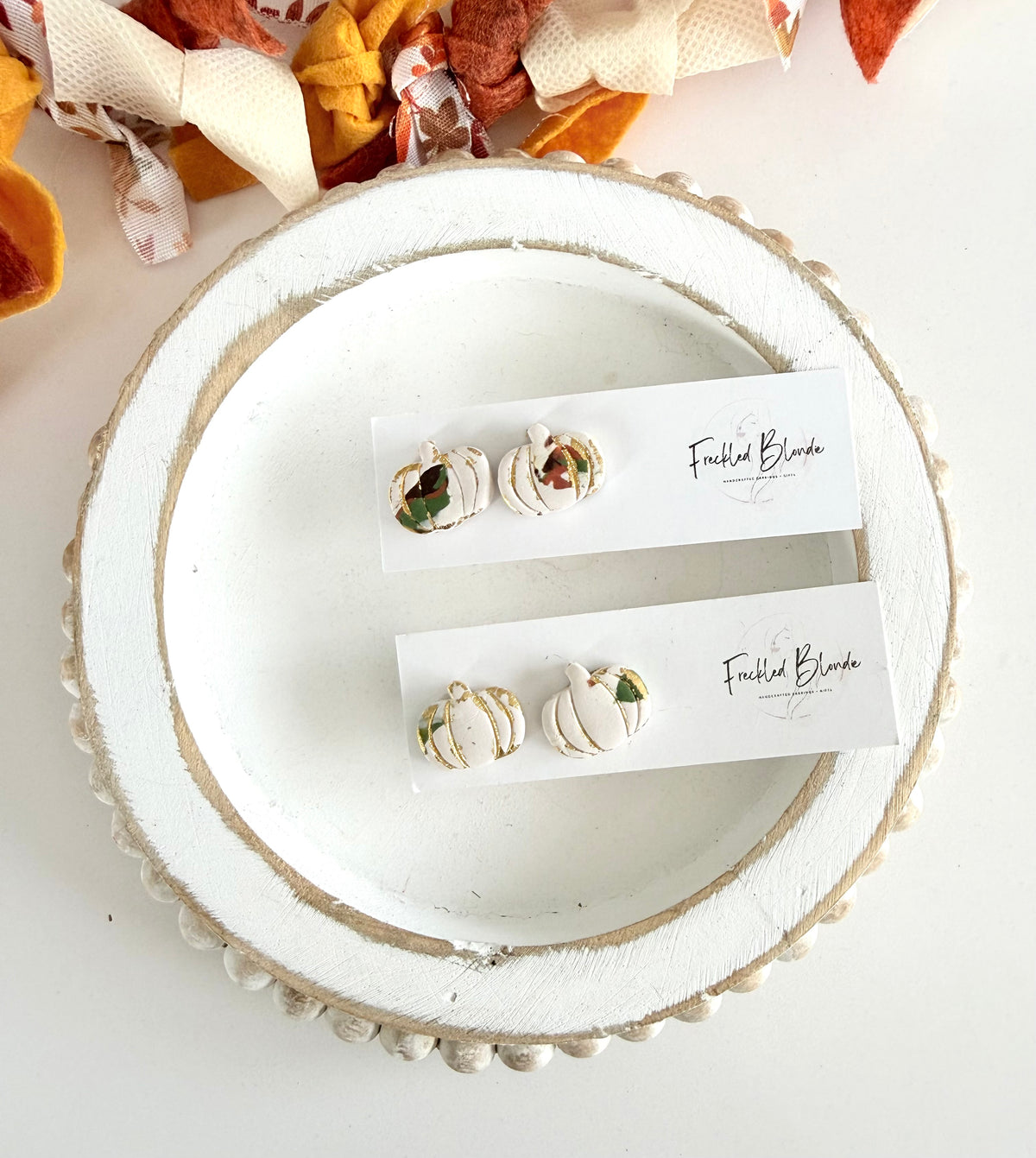 Multi color Pumpkin Studs