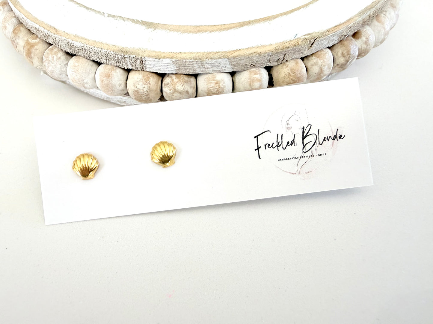 Tiny Gold Shell Studs