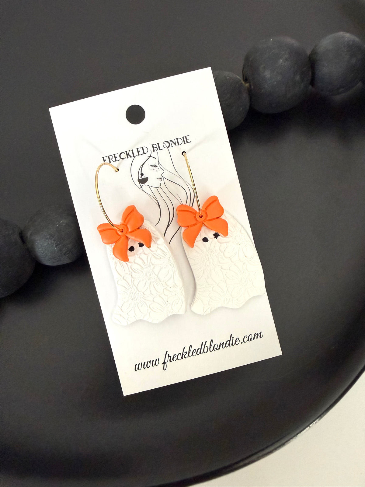 Bow and Lace Ghostie Hoops