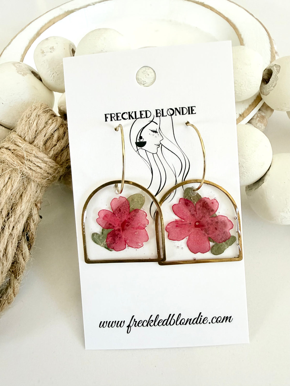 Pink Floral Arch Hoops
