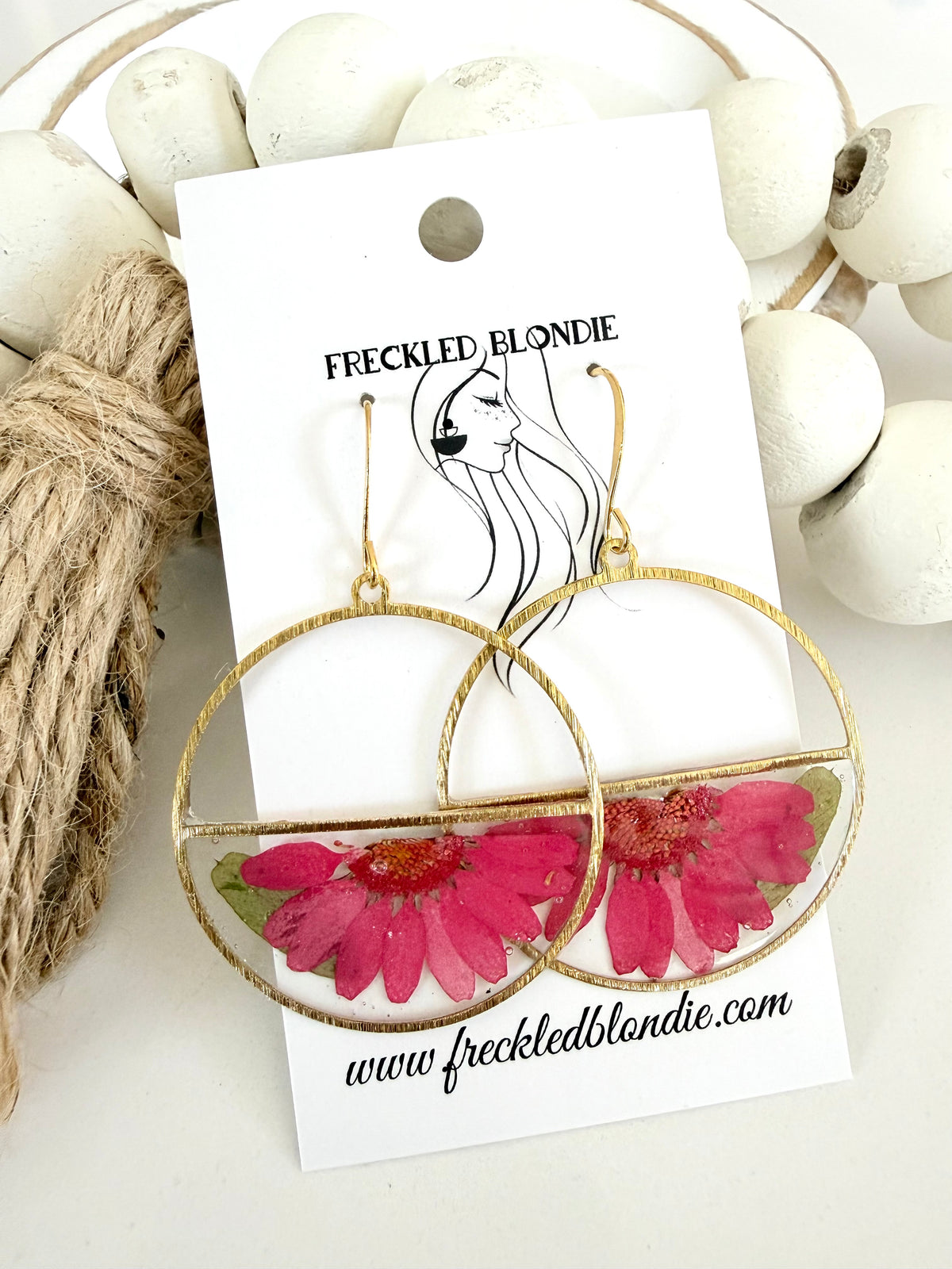 Dark Pink Floral Dangles
