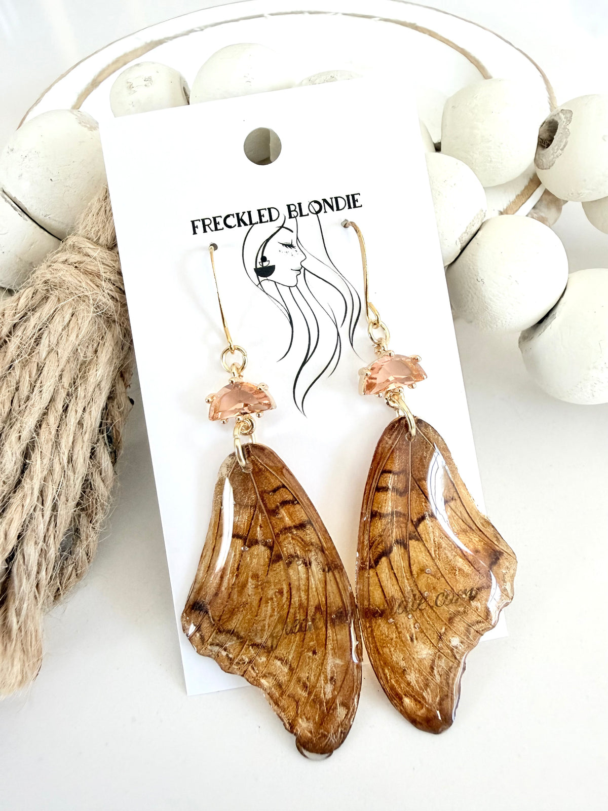 Large Golden Butterfly Dangles