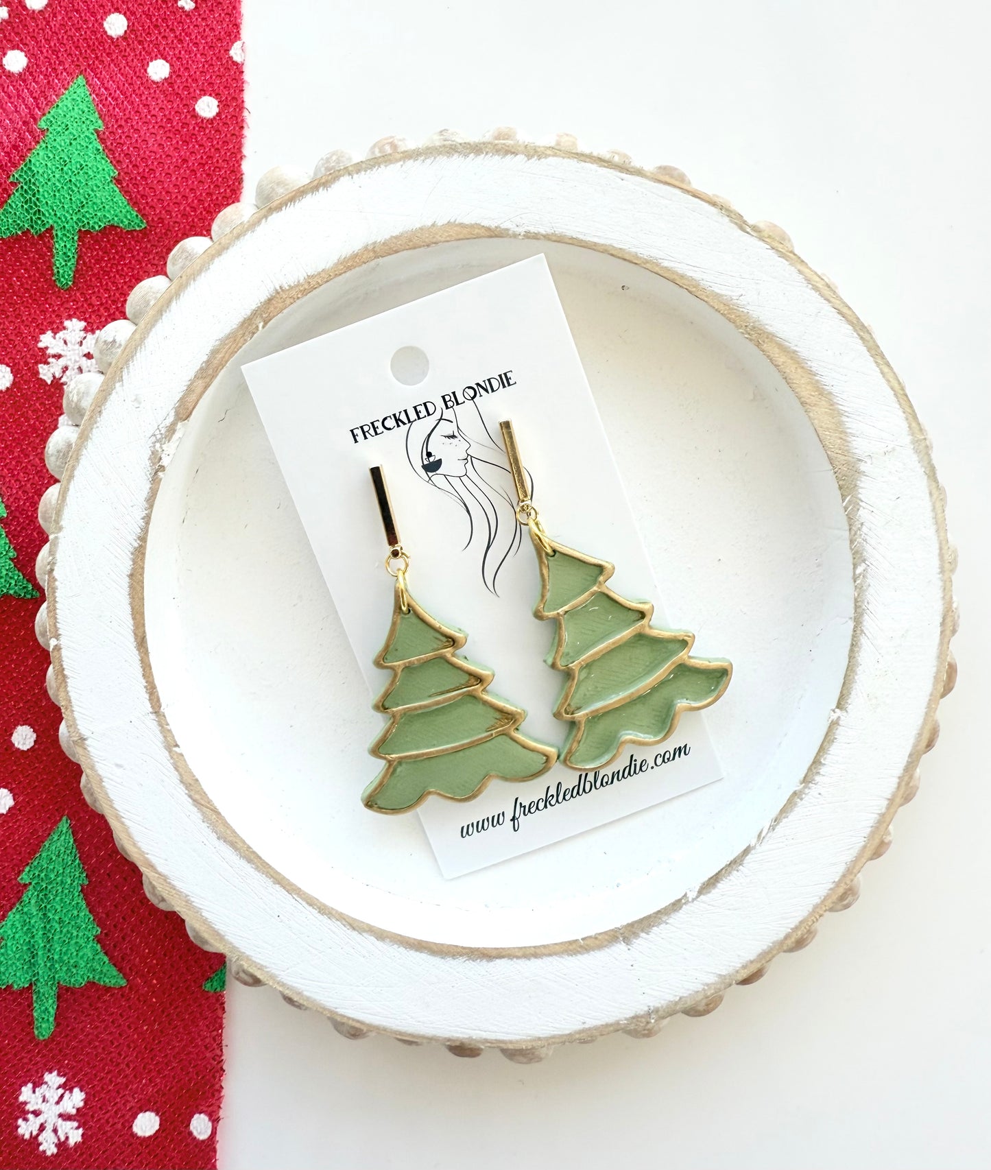 Golden Light Green Tree Dangles