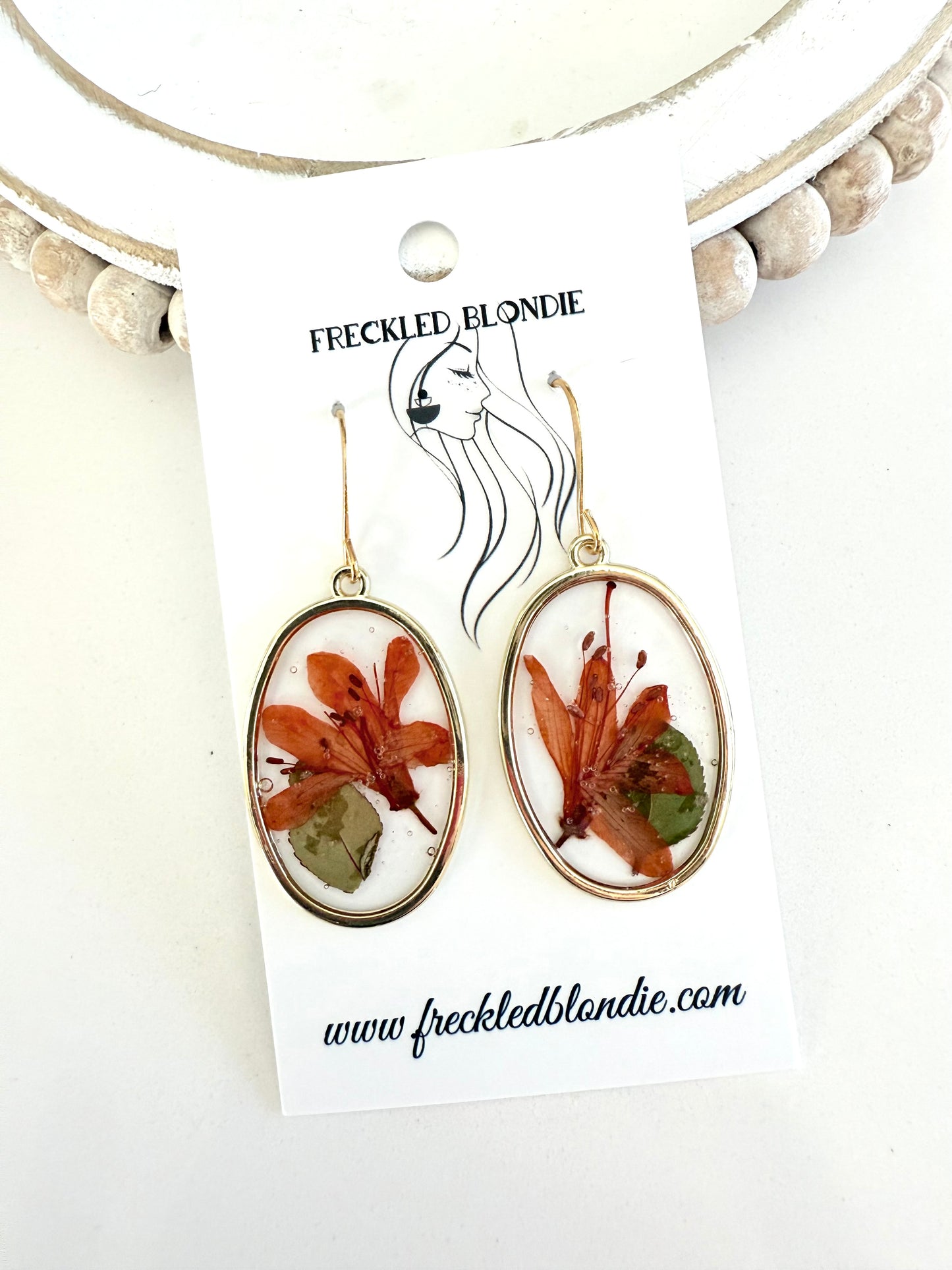 Orange Floral Dangles