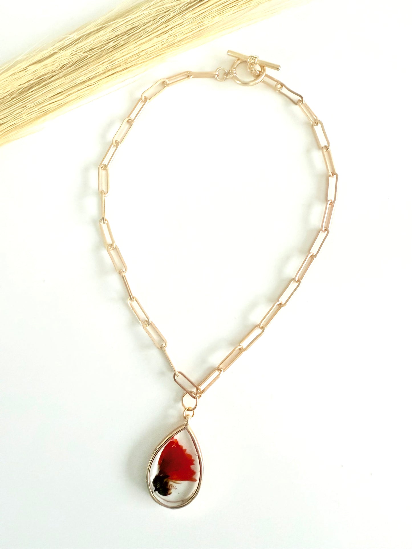 Flowers and Paperclip Chain Necklace
