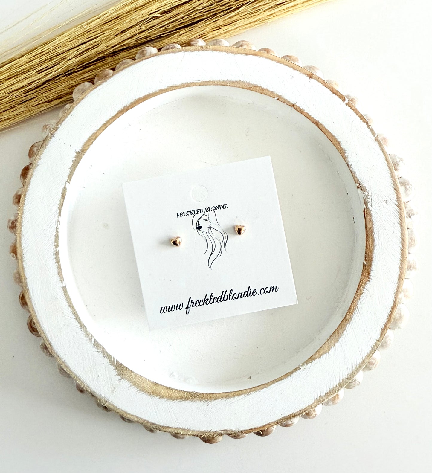 Tiny Gold Heart Studs