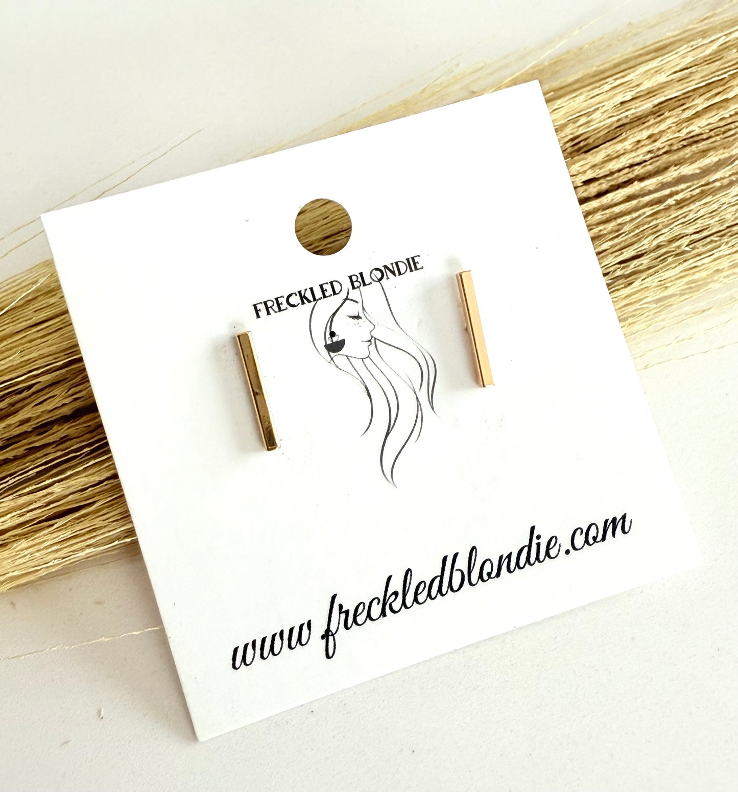 Long Gold Bar Studs