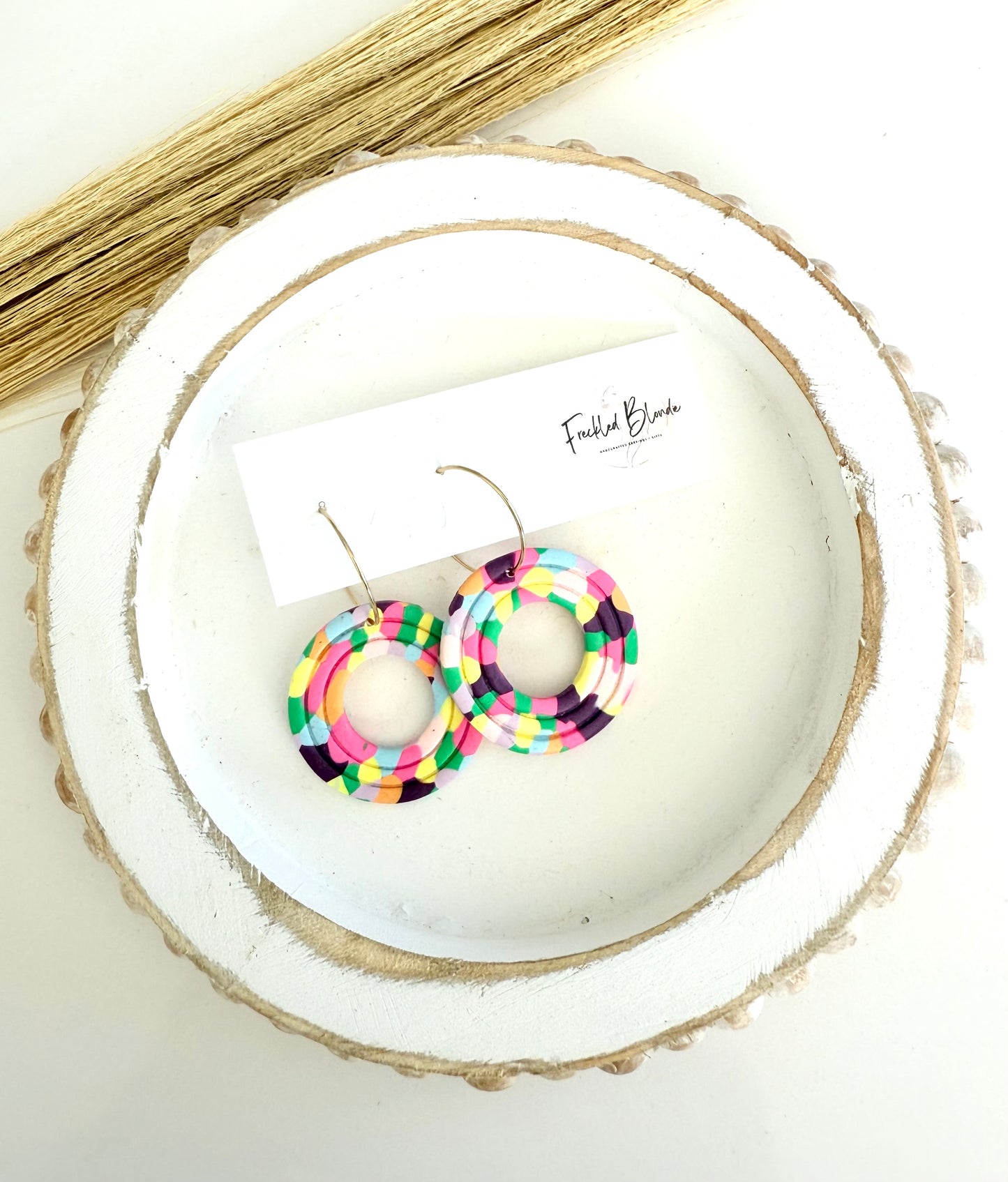 Rainbow Mosaic Hoops