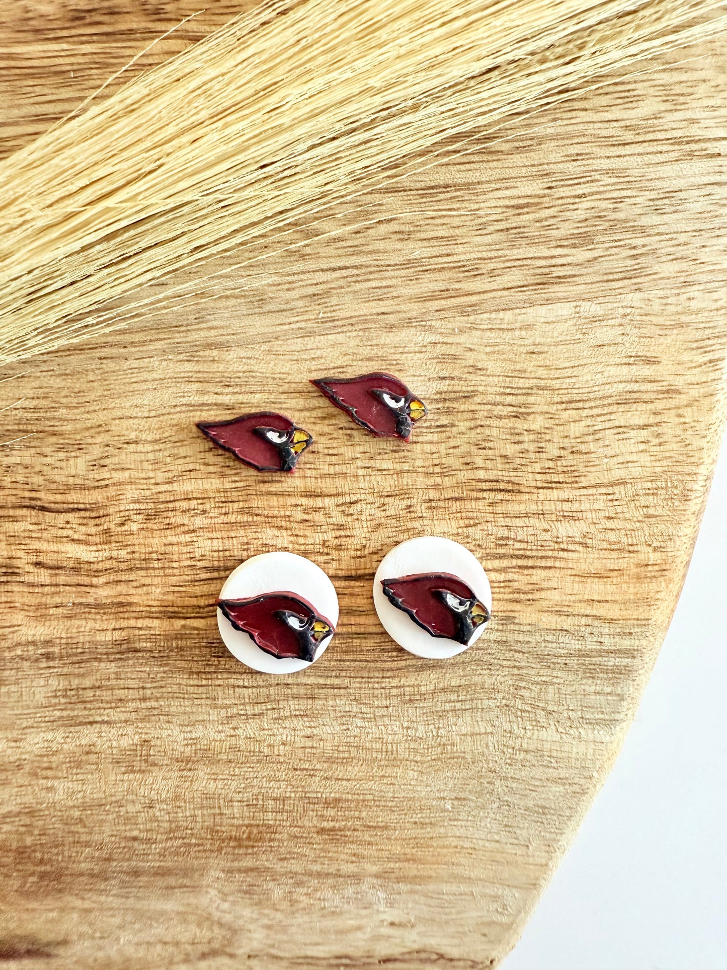 Cardinals White Circle Studs