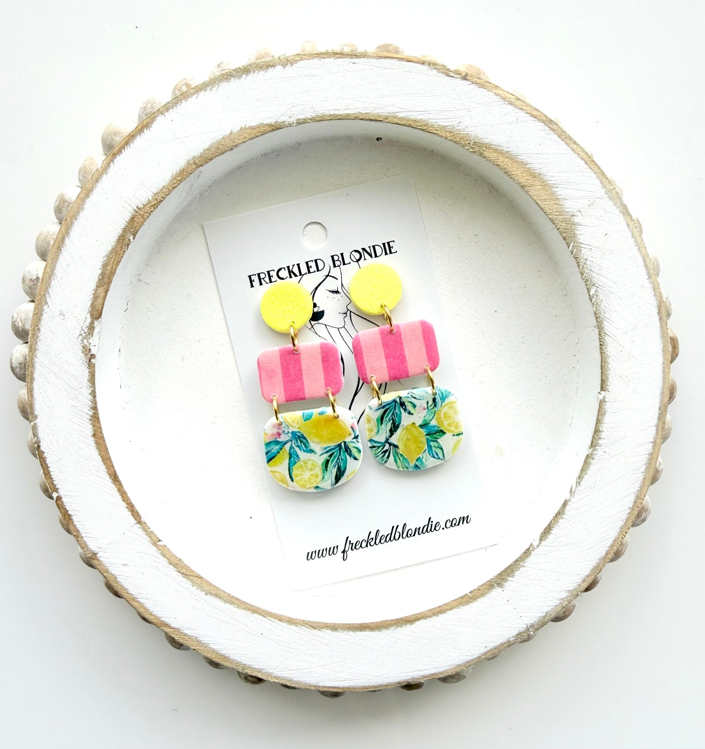 Lemon Blossom and Stripes Dangles