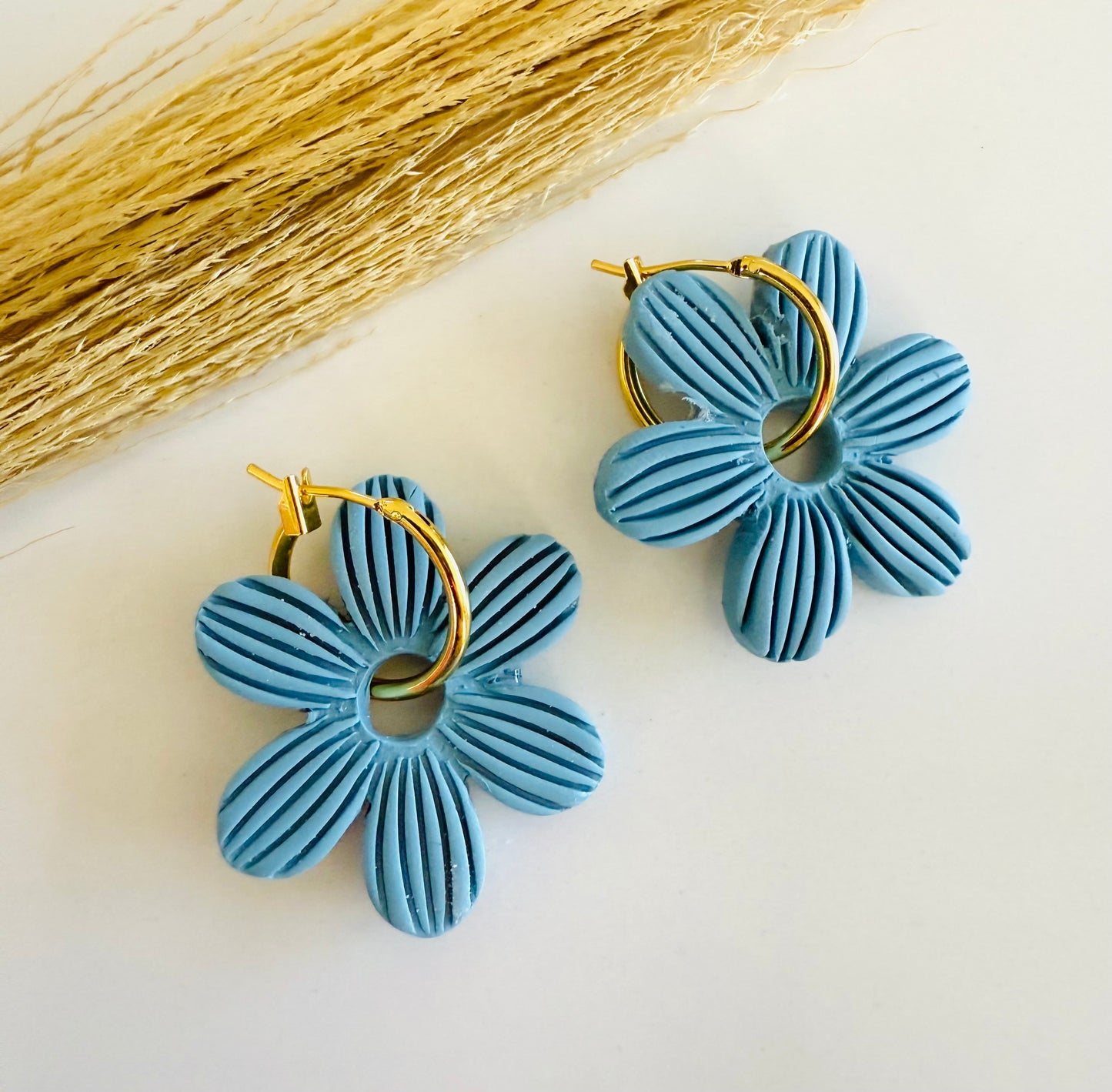 Textured Flower Clay Charms + Hoops