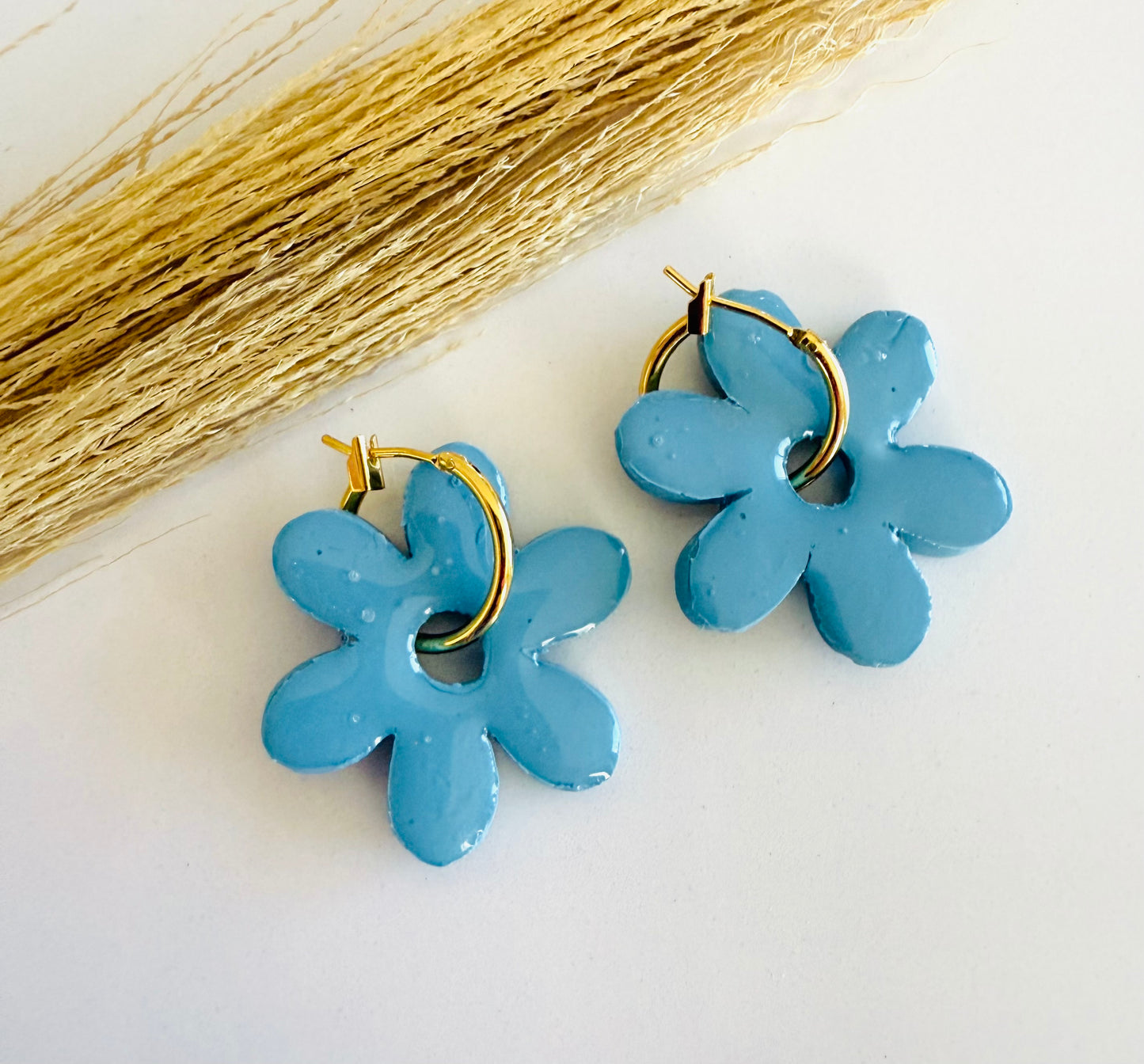 Textured Flower Clay Charms + Hoops