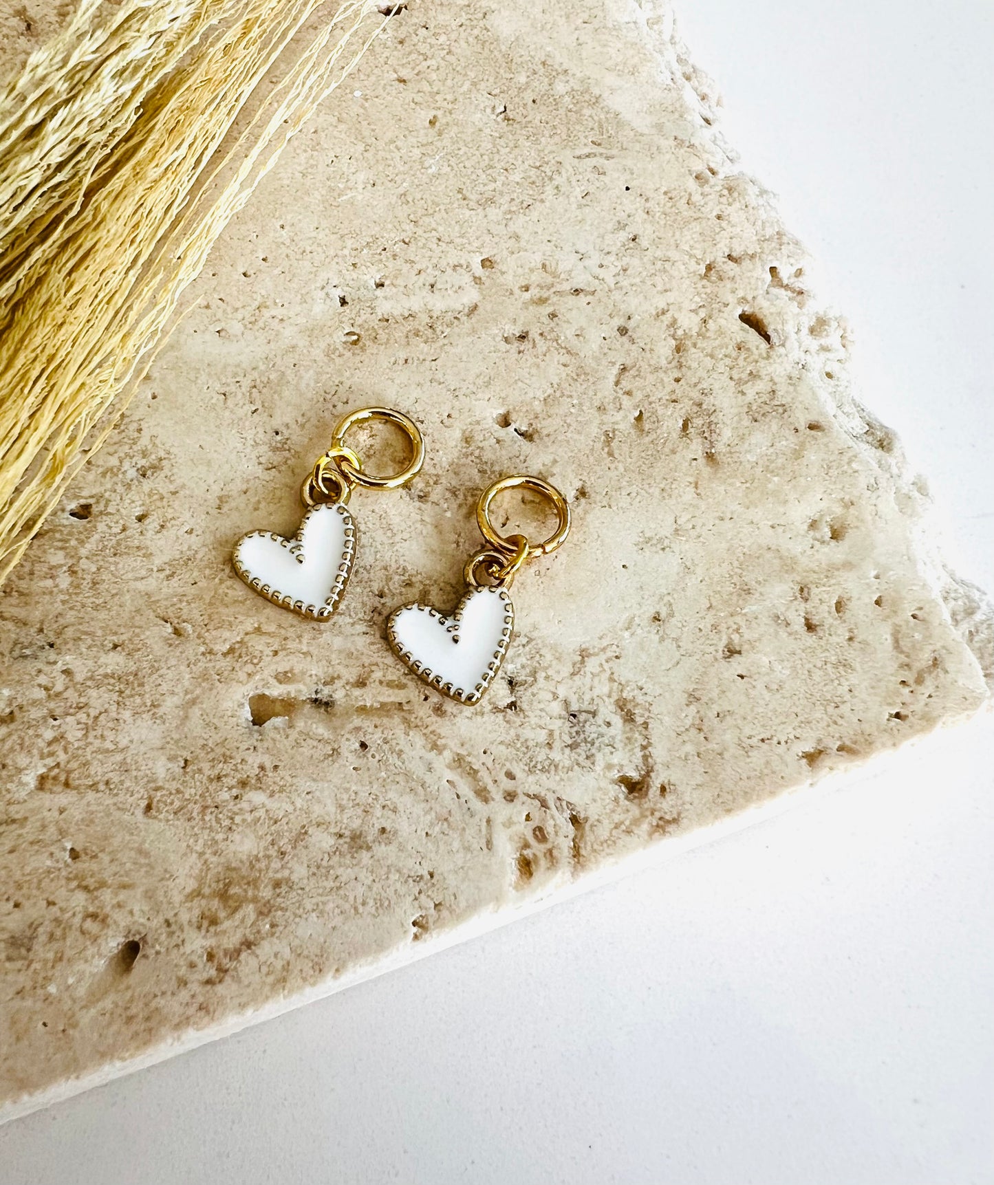 White Heart Charms