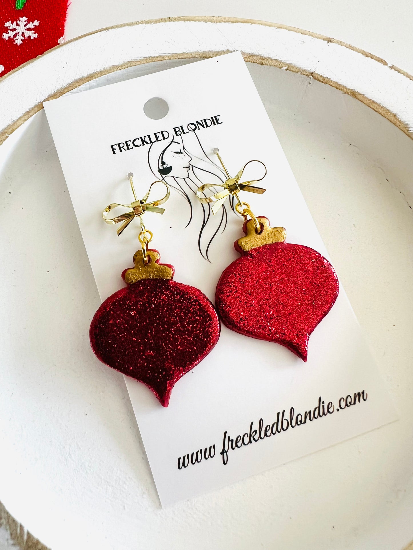 Red Glitter Ornament Dangles