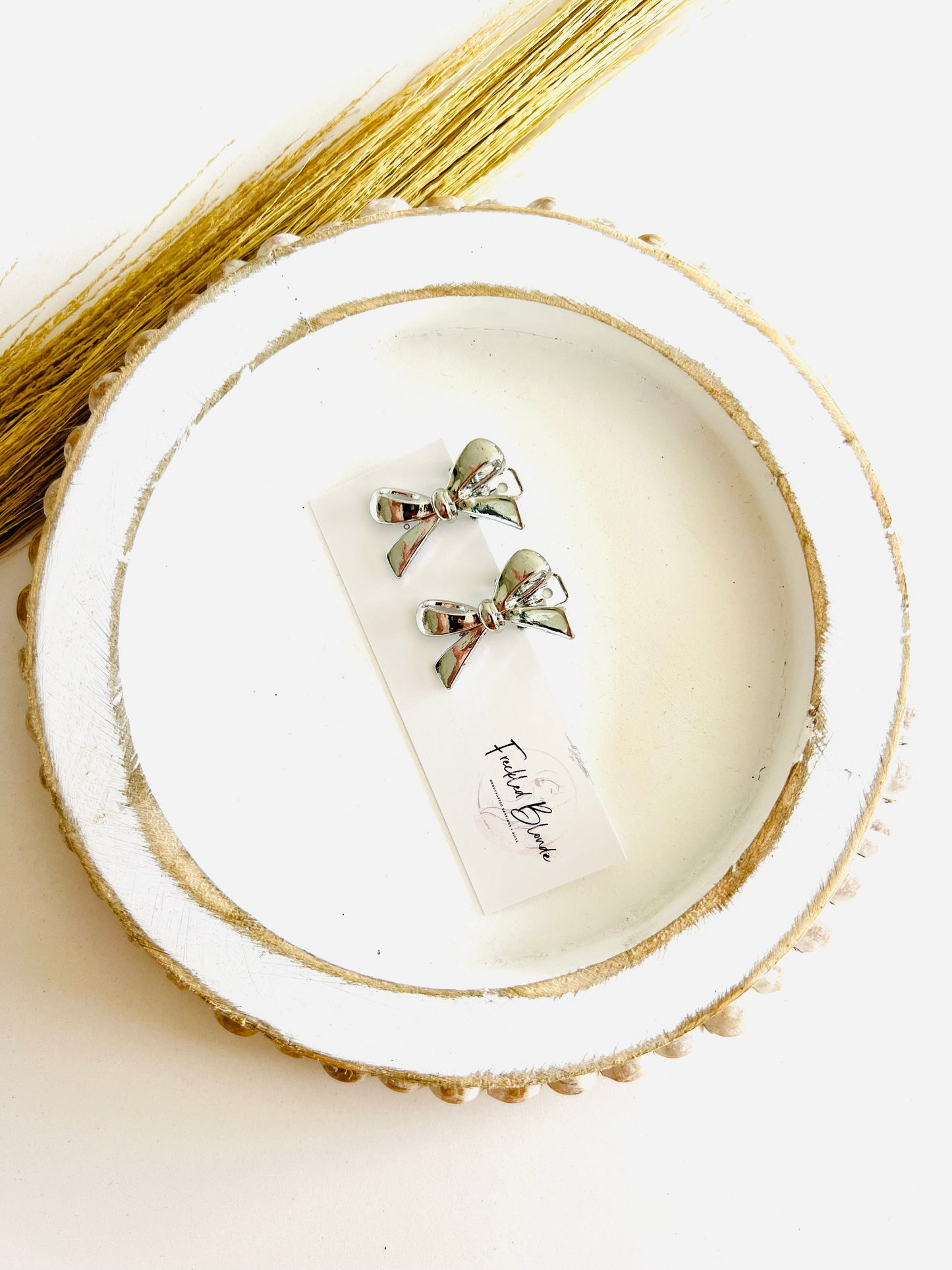 Silver Mini Bow Clips