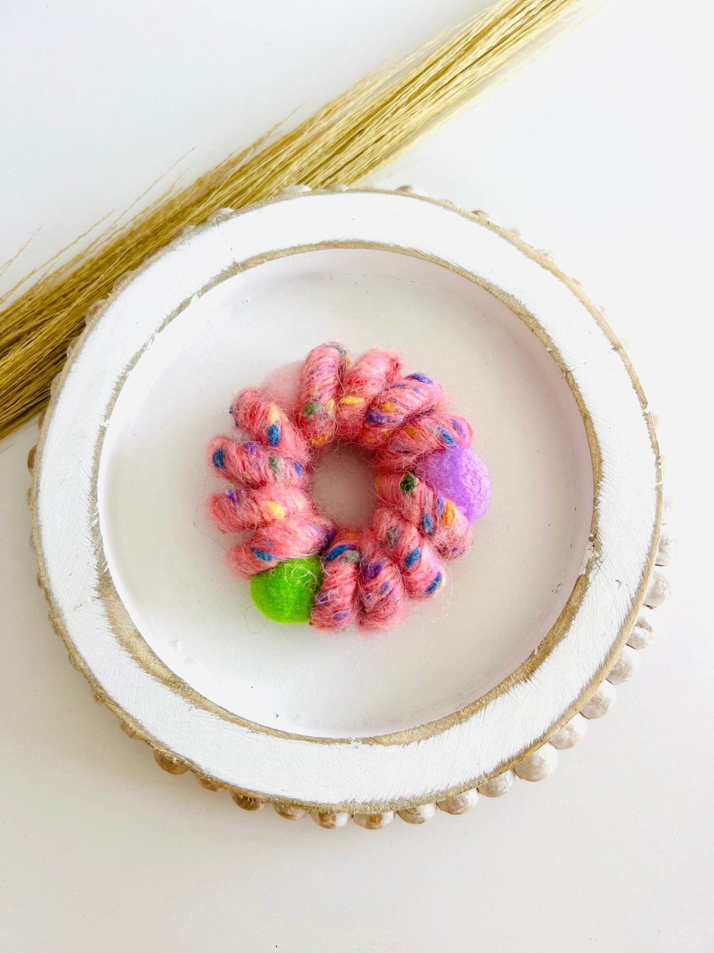 Pink Boho Spiral Scrunchie