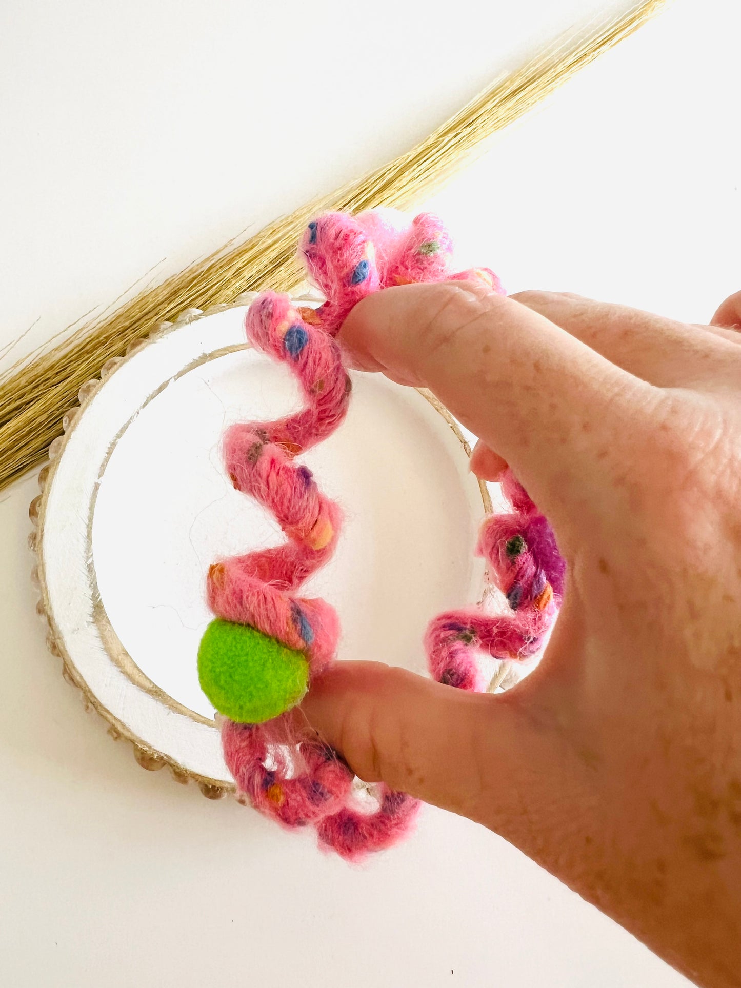 Pink Boho Spiral Scrunchie
