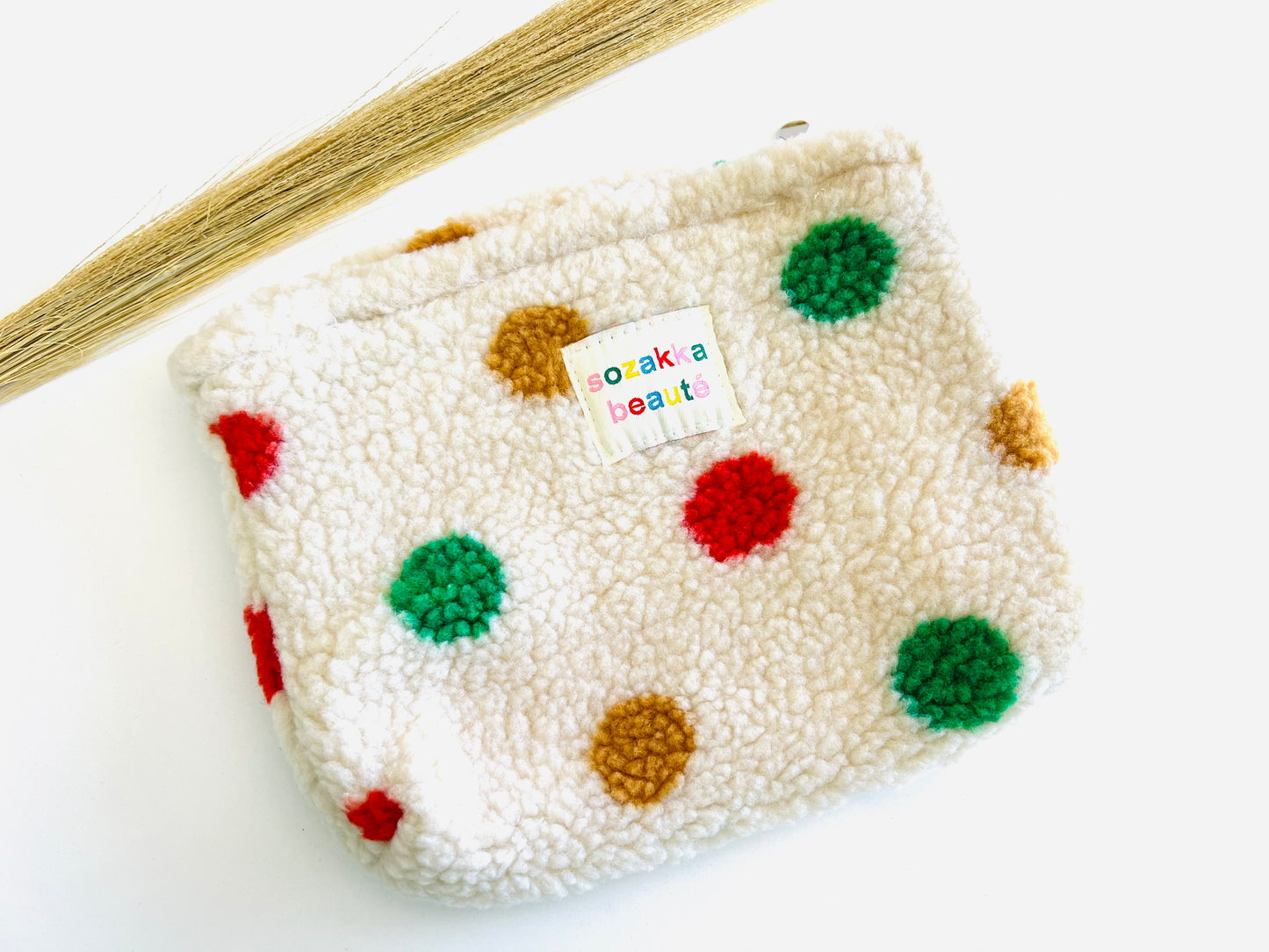 Fuzzy Polka Dots Cosmetic Bag
