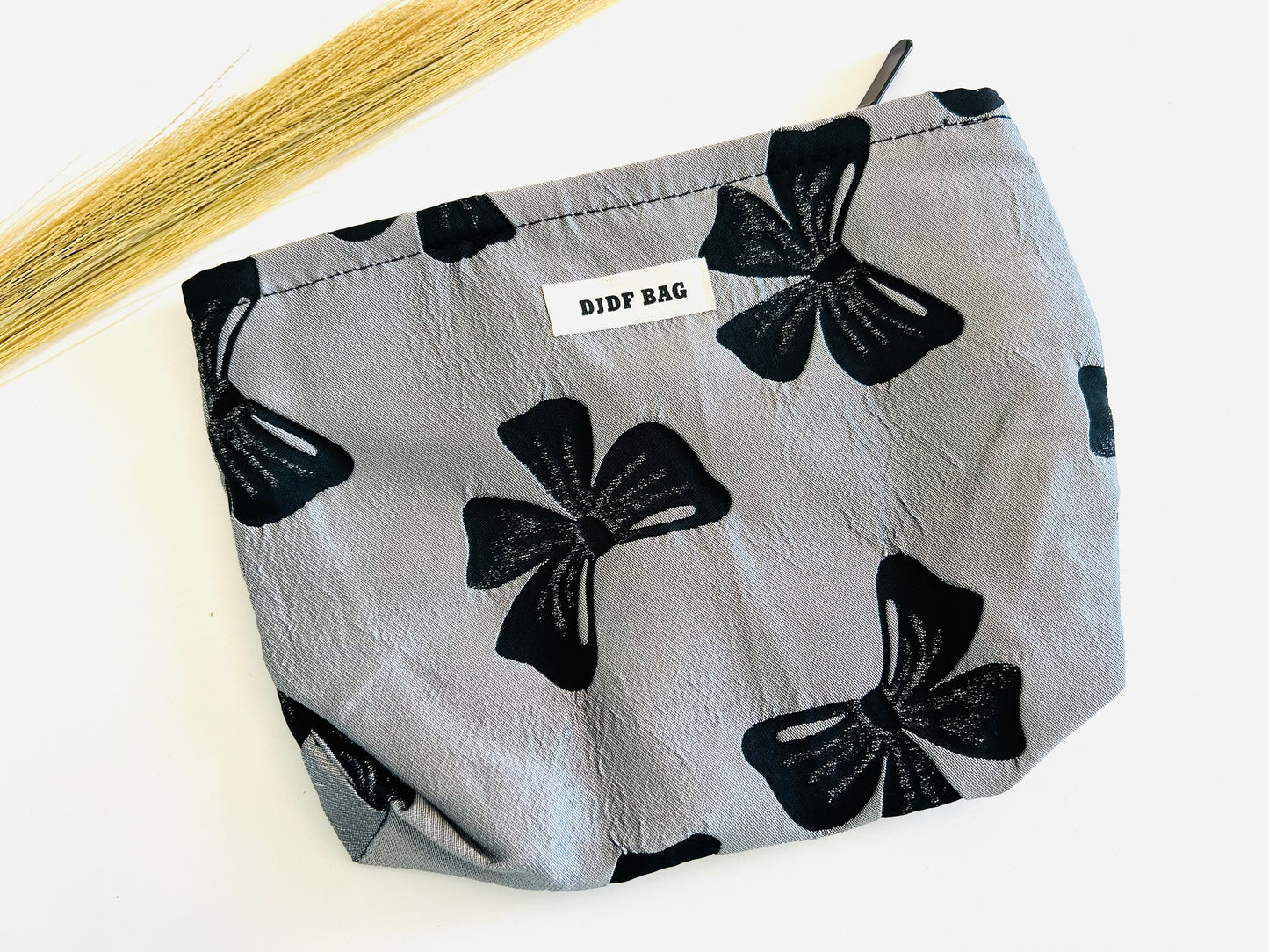 Grey Bows Cosmetic Bag