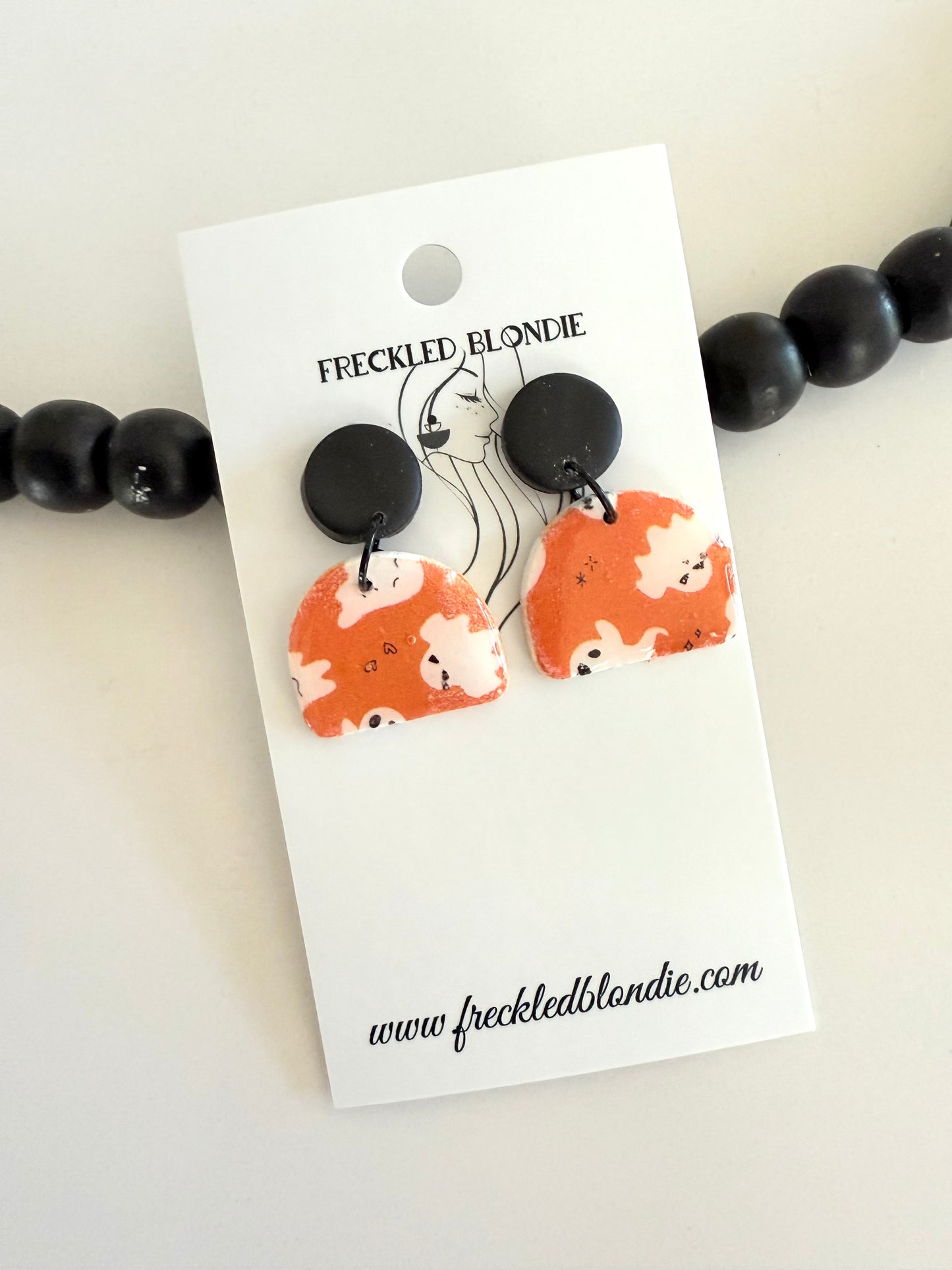 Mini Orange Ghost Dangles