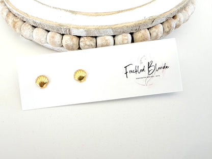 Tiny Gold Shell Studs