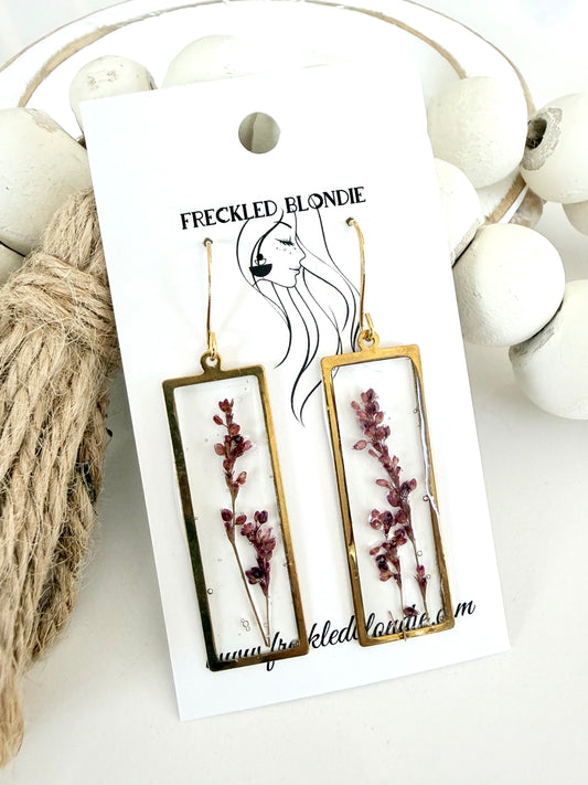 Purple Flower Rectangle Dangles