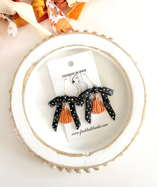Bow and Pumpkin Dangles