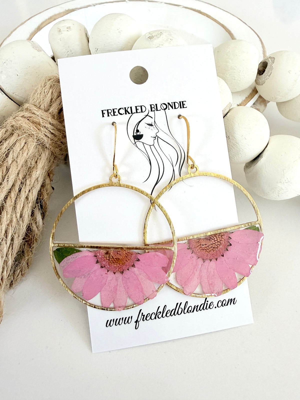 Pink Flower Dangles