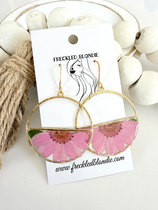 Pink Flower Dangles