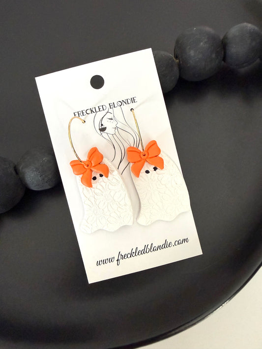 Bow and Lace Ghostie Hoops