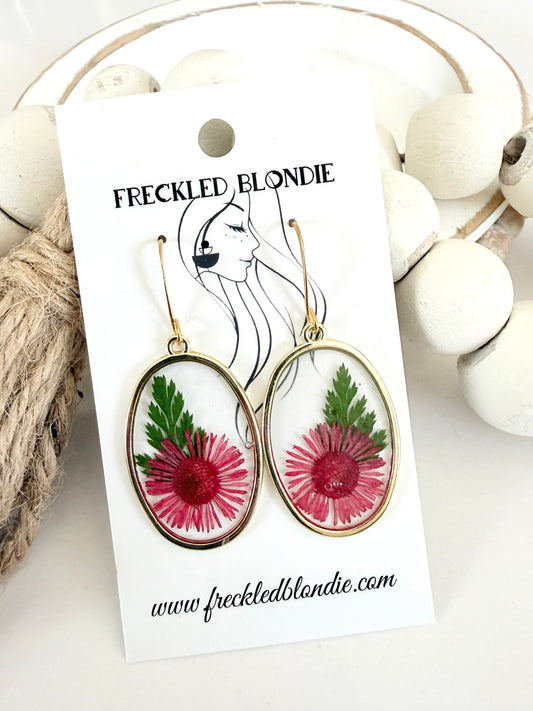 Dark Pink Floral Dangles
