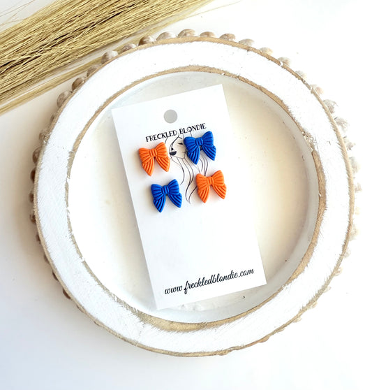 Orange + Blue- Mix & Match Bow Studs
