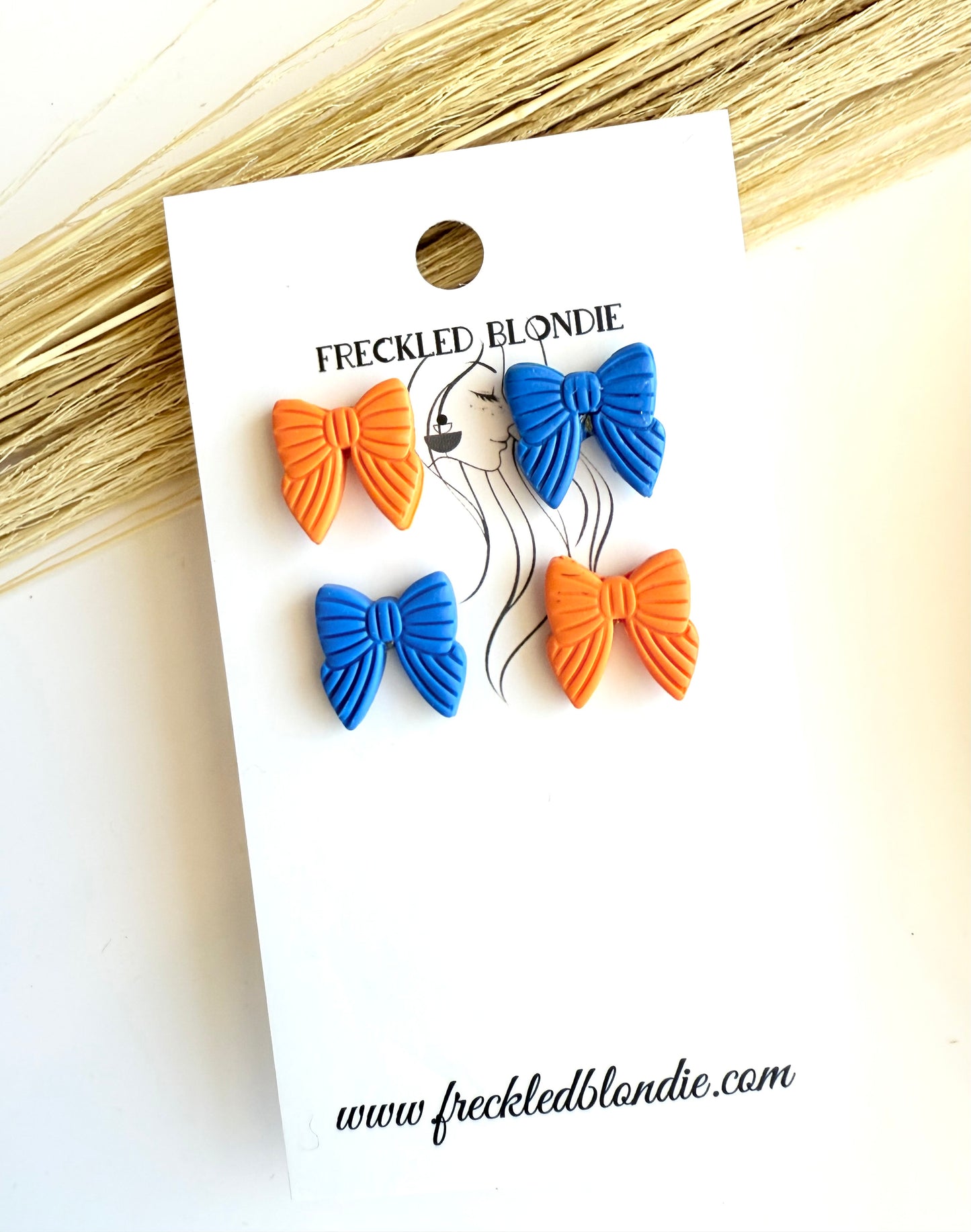Orange + Blue- Mix & Match Bow Studs