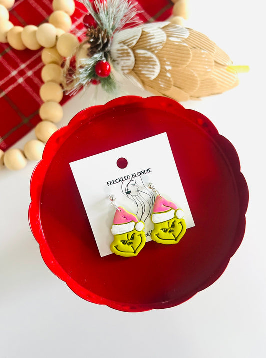 Grinch Dangles Pink Hat