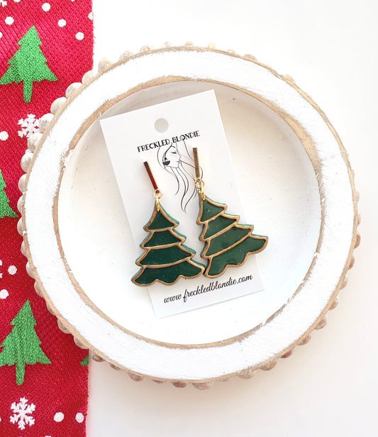 Golden Dark Green Tree Dangles