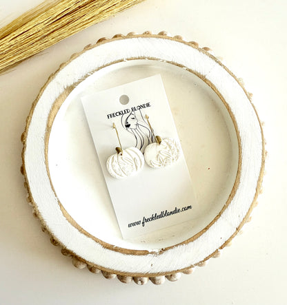 Floral Print Pumpkin Hoops- White