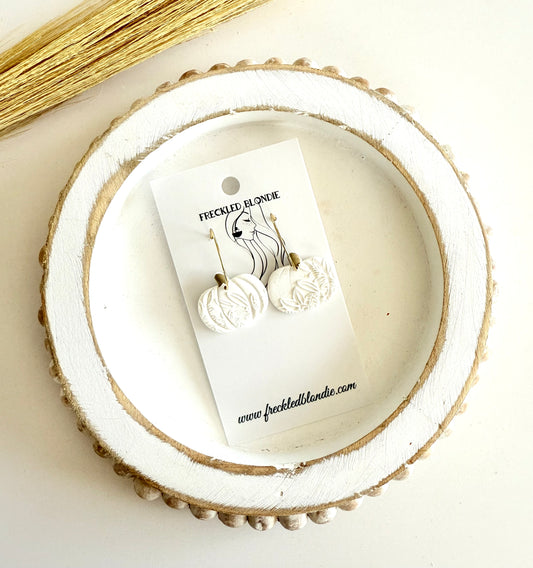Floral Print Pumpkin Hoops- White