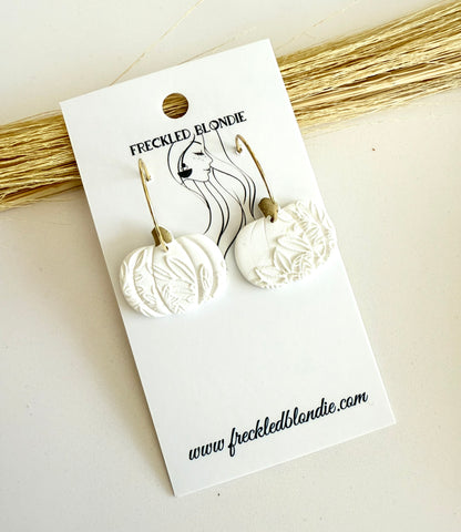 Floral Print Pumpkin Hoops- White