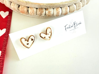 White & Gold Heart Stud