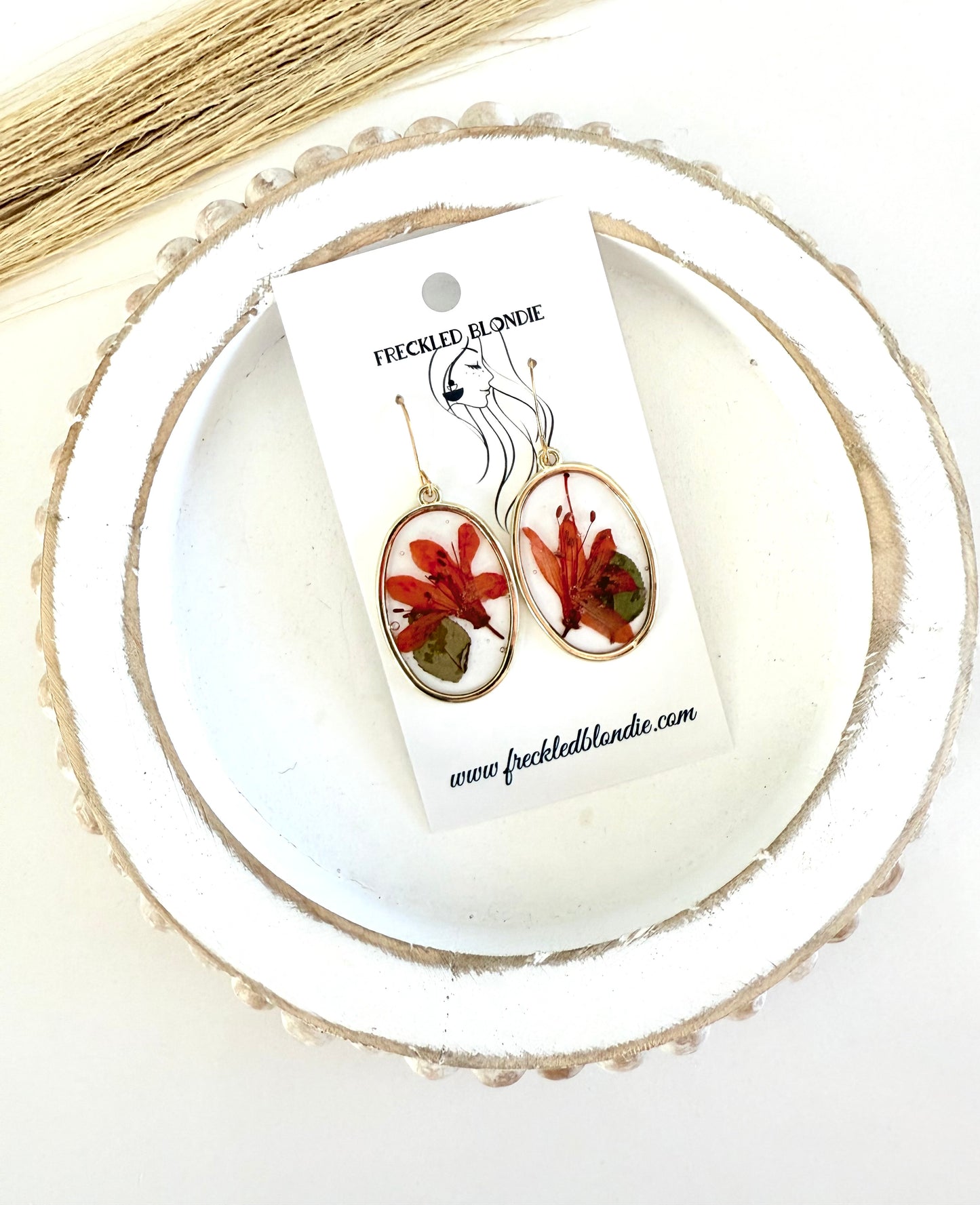 Orange Floral Dangles