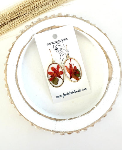 Orange Floral Dangles