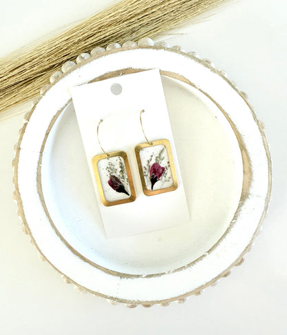 Square Violet Floral Hoops