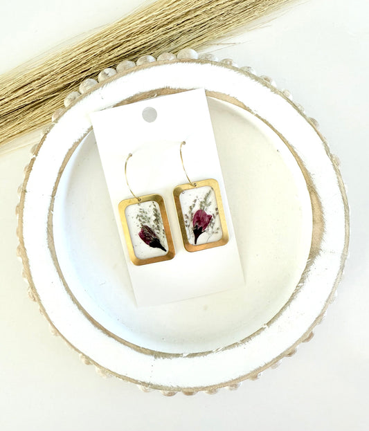 Square Violet Floral Hoops