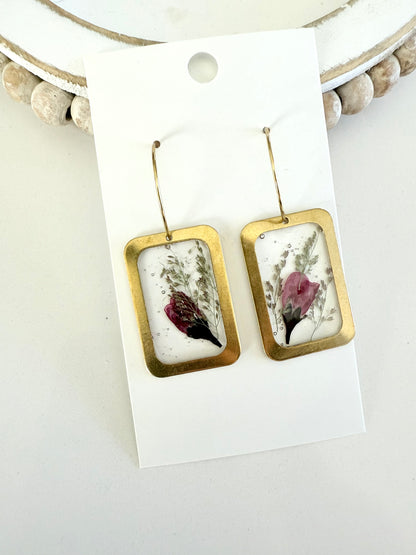 Square Violet Floral Hoops