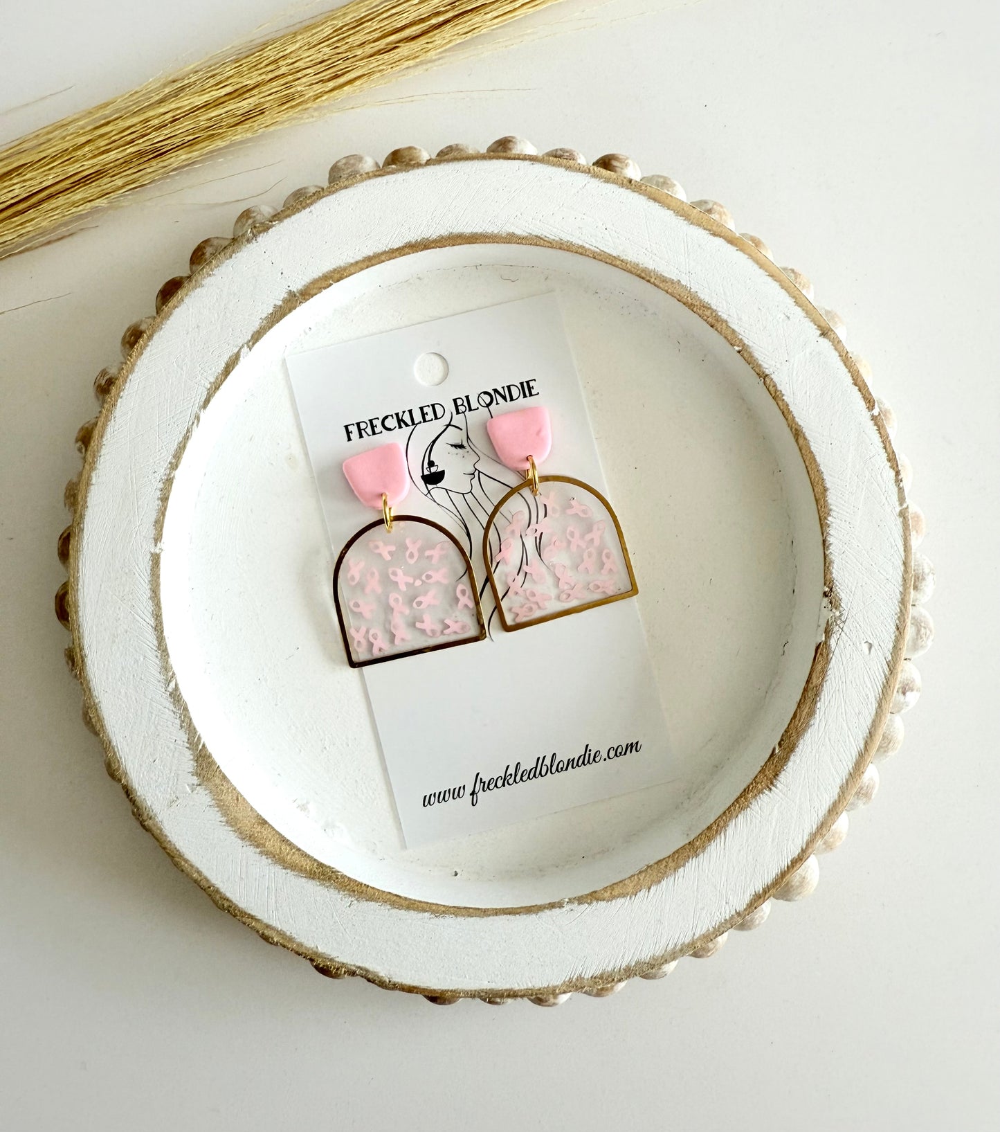 Pink Ribbon Confetti Dangles