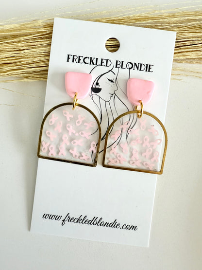 Pink Ribbon Confetti Dangles
