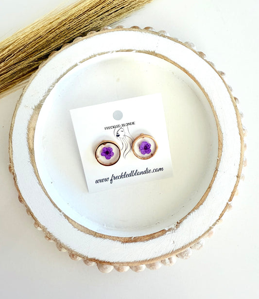 Purple Flower Studs