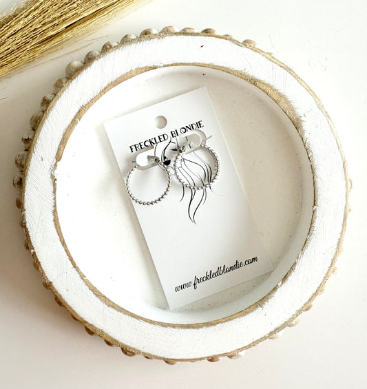 Silver Bead Hoops