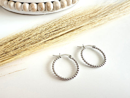 Silver Bead Hoops