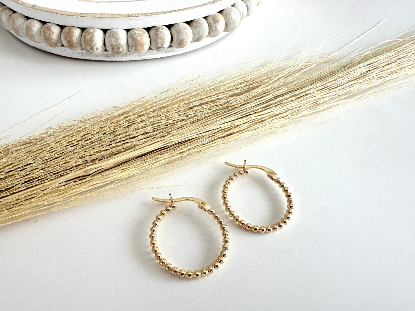 Gold Bead Hoops